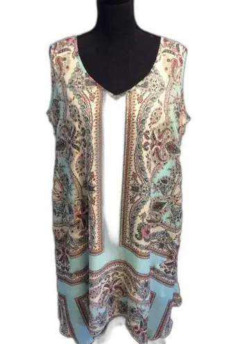 One World Plus size 1X Sleeveless Full Dress Criss Cross Back V Neck