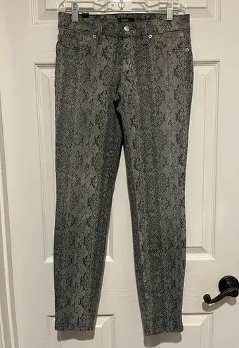 Bebe  Black Snakeskin Print Black/Grey Skinny Jeans Size 27 low rise stretch