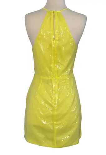 LULUS Brightest Idea Neon Yellow Sequin Bodycon Mini Wrap Dress Party Club Sz S