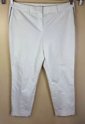 Tahari Size 10 White Straight Leg Flat Front Dress Pants Side Zip Staple Career