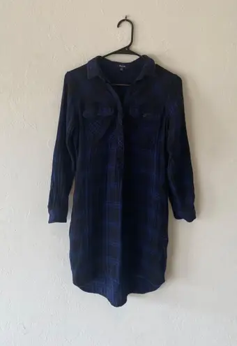 Madewell blue flannel dress XXS