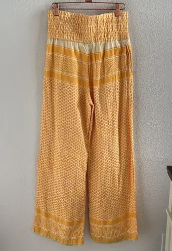 Cecilie Copenhagen Cotton Jacquard Wide Leg Pull on Pants Boho Embroidered Small