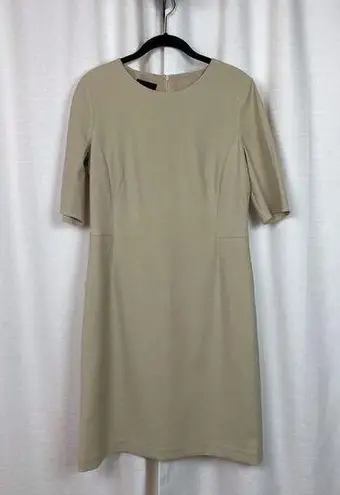 Akris Beige Cream Short Sleeve Midi Sheath Dress Sz.10