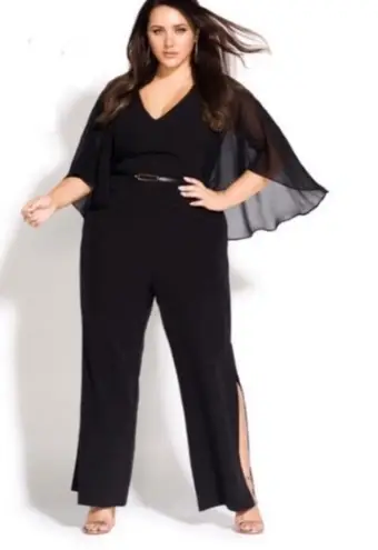 City Chic Black Caped Jumpsuit