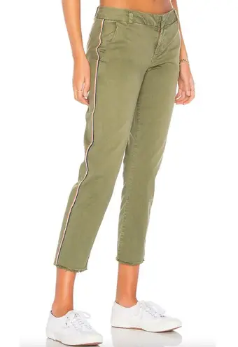 Sunday Revolve Le Soleil Pant Contrast Stripe Frayed Hem in Cactus Size 28 NWT Green