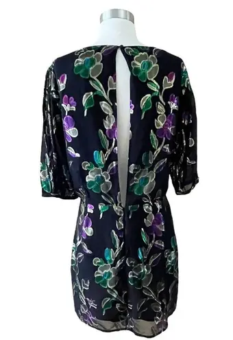 Ba&sh Anjy Embellished Mini Dress Black Metallic Floral Noir 2 Medium NWOT