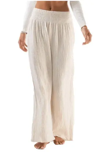 LOTUS AND LUNA Cream Wide Leg Cotton Pants In Women's Size S/M