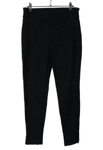 Versona Contemporary Black Floral Textured Ankle Crop Pants 6