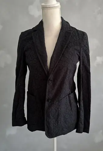 See By Chloe Black Eyelet Long Sleeve Blazer Jacket Size US 4