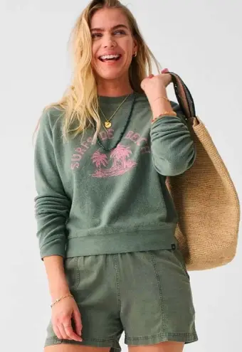 Faherty Surfside Beach Organic Cotton Blend Reverse Fleece Sweatshirt Sea Spray - Image 1