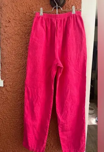 Women’s 100% Linen Pants Hot Pink Size Small