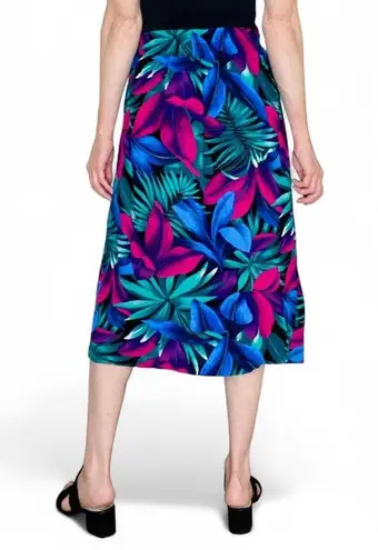Kathie Lee Vintage Colorful Plant Tropical Printed Midi Skirt