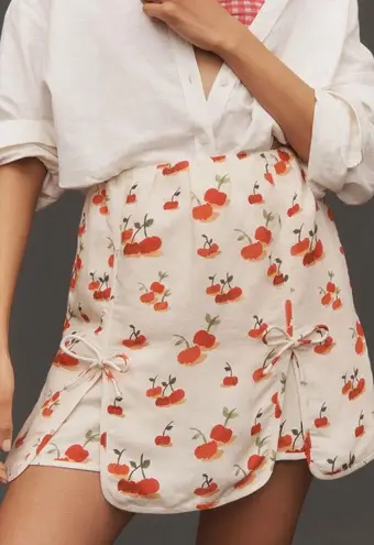 Farm Rio Cherry Print Linen Blend Skort, Size XL