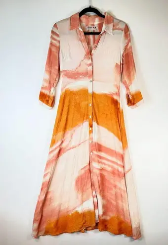 Anthropologie Dolan Womens Dress Orange Left Coast Cora Maxi Shirtdress Size 2