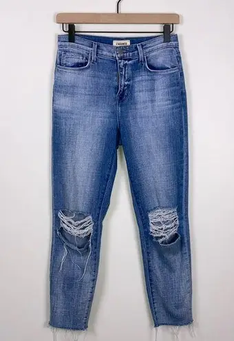 L'Agence El Matador French Slim Denim Jeans Light Wash Raw Hems Women’s Size 25