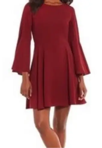 H by Halston Bell Sleeve Dress Burgundy Red Size 12
