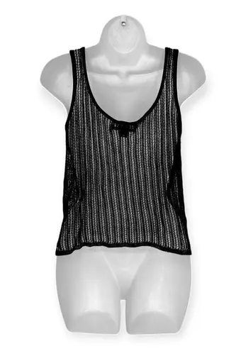 Ellen Tracy Linda Allard x | L | Sexy Black Open Knit Rayon Sheer Cami Tank Top