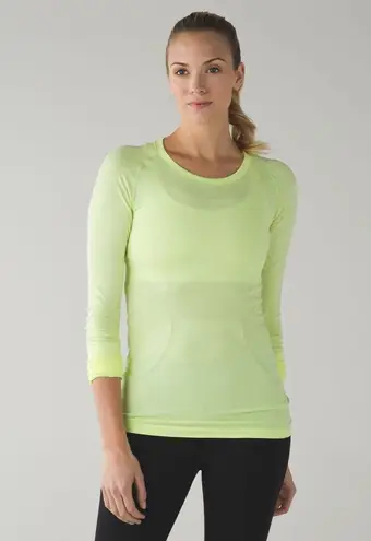 Lululemon Womens Shirt Green Swiftly Tech Long Sleeve Crew Neck Running Size 4