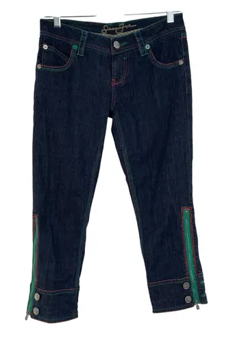 Sean John Women's Blue Low Rise Y2K Street Embellished Denim Capri Jeans Size 3