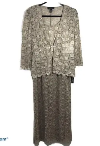 R & M Richards Gold Lace Formal Dress Jacket 2 Piece Set NWT