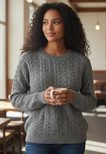 Truth By Republic Cable Knit Sweater Small NWT Gray