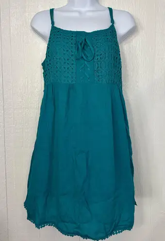 Chocolate USA NWOT Boutique Spaghetti Strap Mini Turquoise Sundress Sz Large
