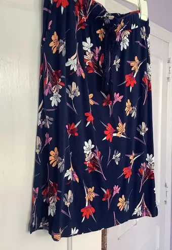 St. John ’s Day Rayon Blended Floral Blue Skirt Size M