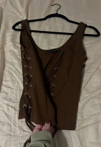 Pretty Little Thing Brown corset Top - Image 2