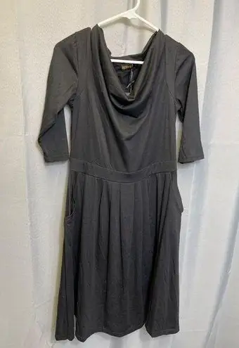 Reborn SKU 7639 Black Cowl Neck Sleeve Midi Dress Size L Size L
