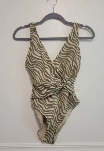 ANDIE NWT womens sz small olive stripe capri one piece swimsuit zebra animal