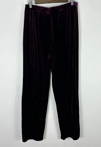 Susan Graver Velvet Pants L Purple High Rise Straight Leg Y2K Goth Party Holiday