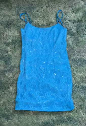 RUNAWAY THE LABEL Blue Sequin Minidress