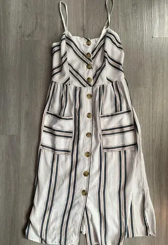 Style House Striped Button-Front Midi Dress