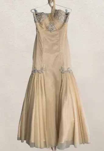 Clarisse  Champagne Mermaid Chiffon Evening Gown Wedding Prom Dress 8~Runs Small