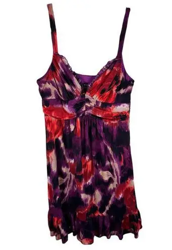 Bisou Bisou Michele Barbot Y2K V-Neck Lined Ruffled Knee Length Dress Size 14