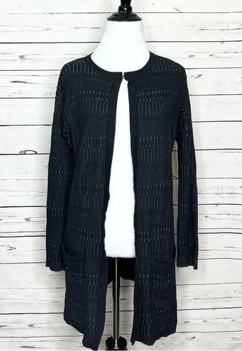 Elie Tahari Ellie Tahari Black Textured Knit Long Cardigan Sweater Size XS