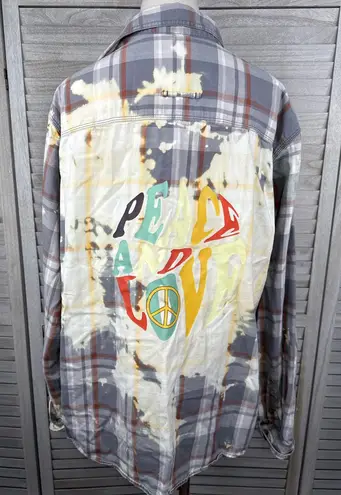 Gander mountain (Guide Series) Bleach Dyed Flannel Shirt with Back Graphic-XL