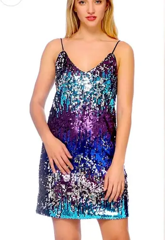 Anna Sui NWOT Anna Kaci midnight spaghetti strap sequin dress medium