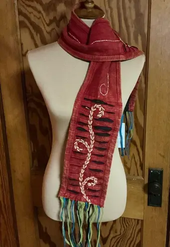 Rising international boho hippie chic bright scarf Red