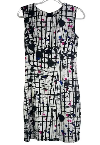 Milly Paint Splatter Scribble Abstract Shift Dress Sleeveless Career Workwear 2