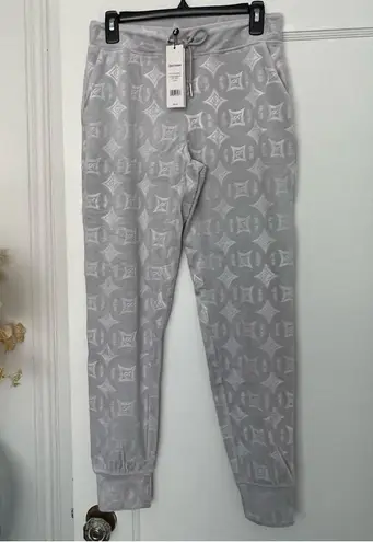 Juicy Couture Grey Silver Embossed Velour Jogger Pants Y2K NWT