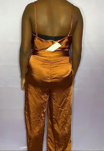 White Closet New shiny textured jumpsuit size 8