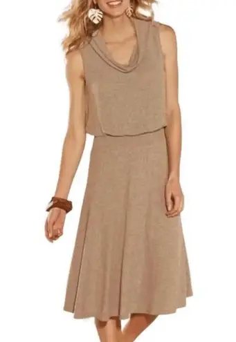 Soft Surroundings Womens Dress Sz Petite M PM Tan Kerry Cowl Neck Sleeveless NEW