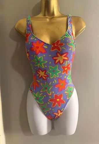 Red and Purple One Piece Swimsuit with Cover up Skirt Size M