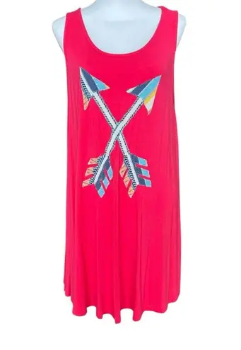 Judith March Dress Women’s Large Pink Trapeze Mini Length Double Arrows Swing