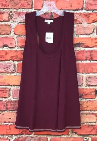 Socialite Burgundy  Waffle Knit Sleeveless Breezy Tank Top in Eggplant