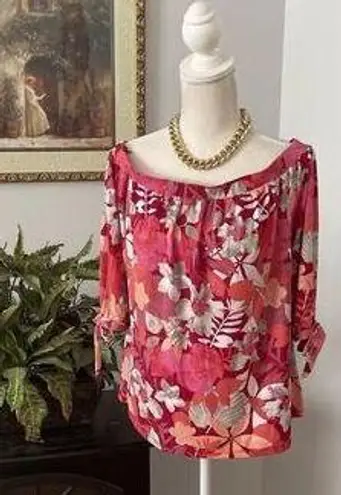 simply styled By Sears Women Off The Shoulder Size Large Floral Short Sleeve