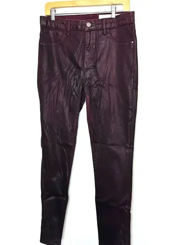 Treasure & Bond Women’s Skinny Wax Coated Burgundy High Rise Ankle Jeans Size 32