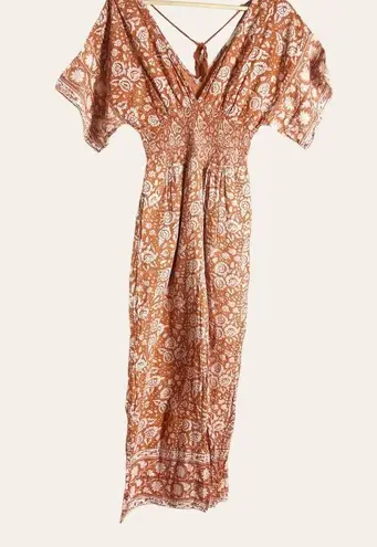Cleobella Printed Jess Wide Leg V-Neck Short Sleeve Jumpsuit Size XS
