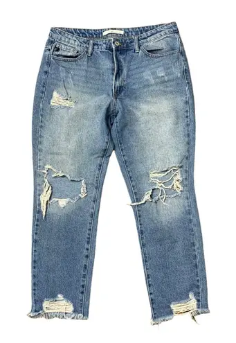 KanCan Sz 9 28 Jean Distressed Holes Busted Knees High Rise Waist Denim Women’s Blue